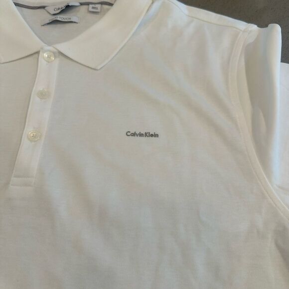 New W/O Tag! Calvin Klein Men's Short Sleeve White Polo 100% Cotton Size Large - Picture 4 of 6